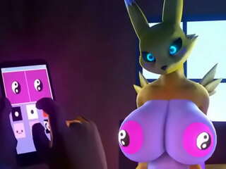 Renamon's cleavage in Digimon: Animated Furry Fantasy